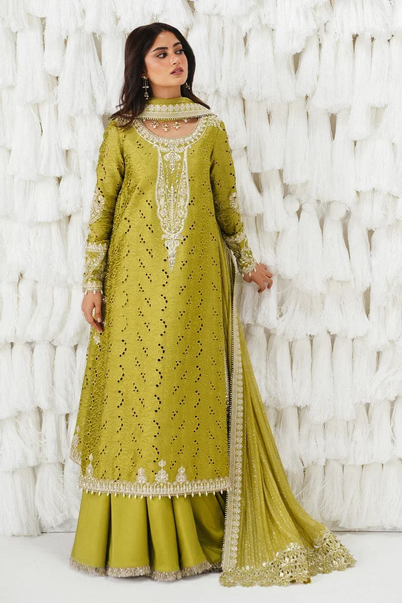 Meher – Saad Bin Shahzad Festive Pret 2026 | Verdant Green Long Kameez with Sharara & Embroidered Dupatta
