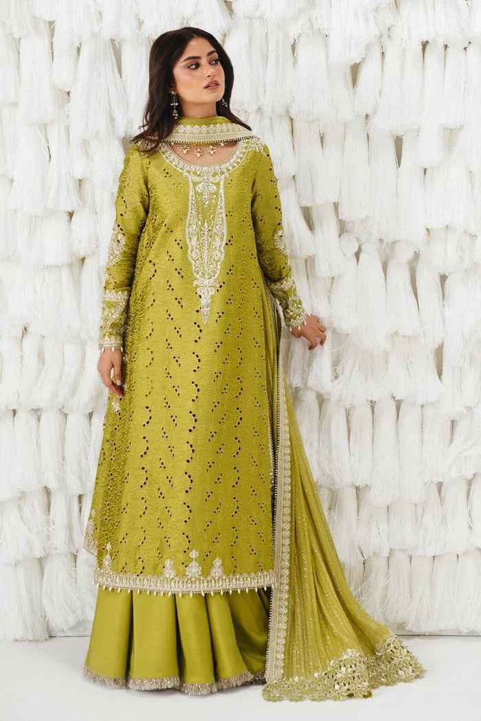 Meher – Saad Bin Shahzad Festive Pret 2026 | Verdant Green Long Kameez with Sharara & Embroidered Dupatta