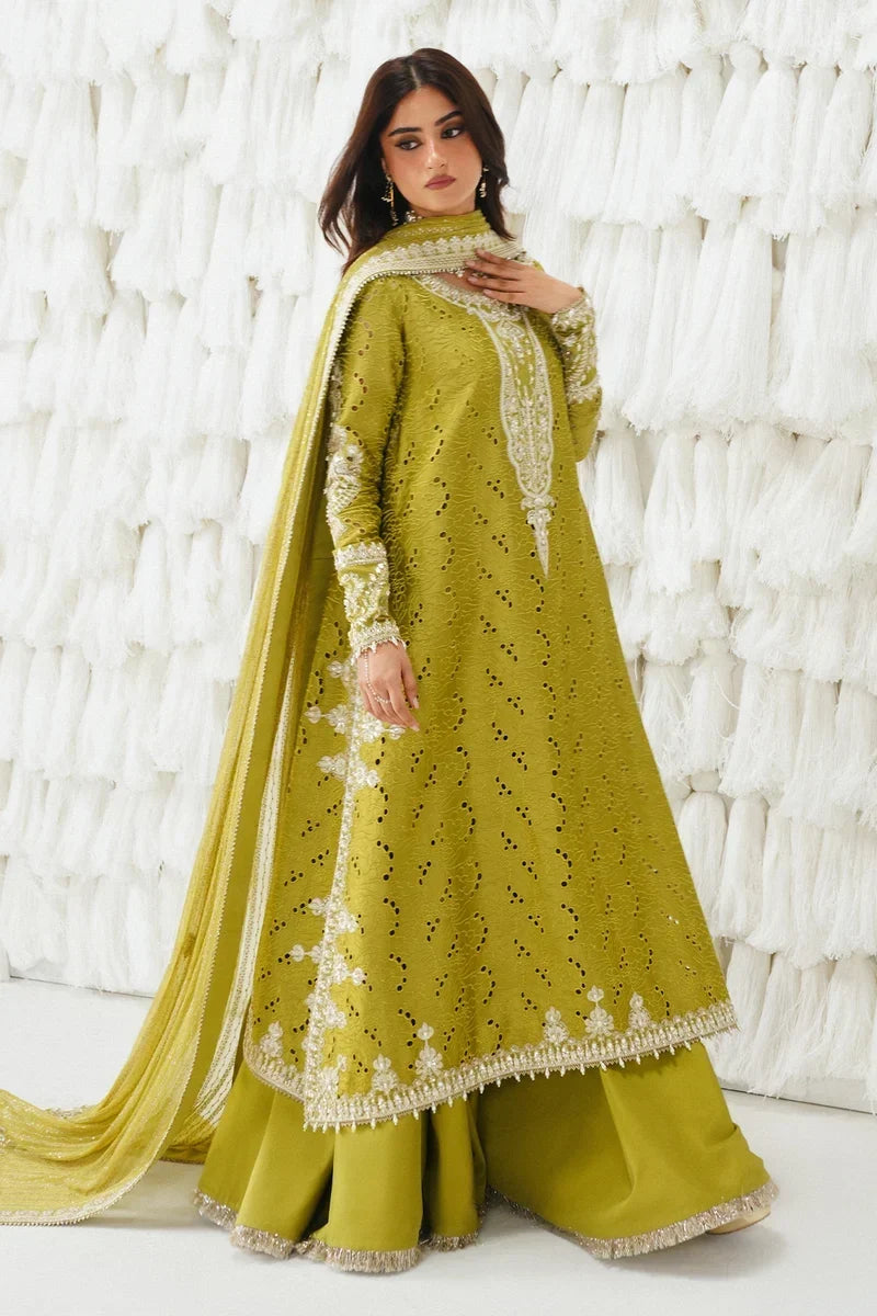 Meher – Saad Bin Shahzad Festive Pret 2026 | Verdant Green Long Kameez with Sharara & Embroidered Dupatta
