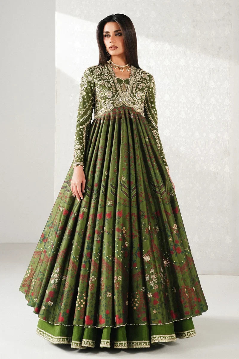 Habyah Festive Pishwas with Lehnga & Silk Dupatta