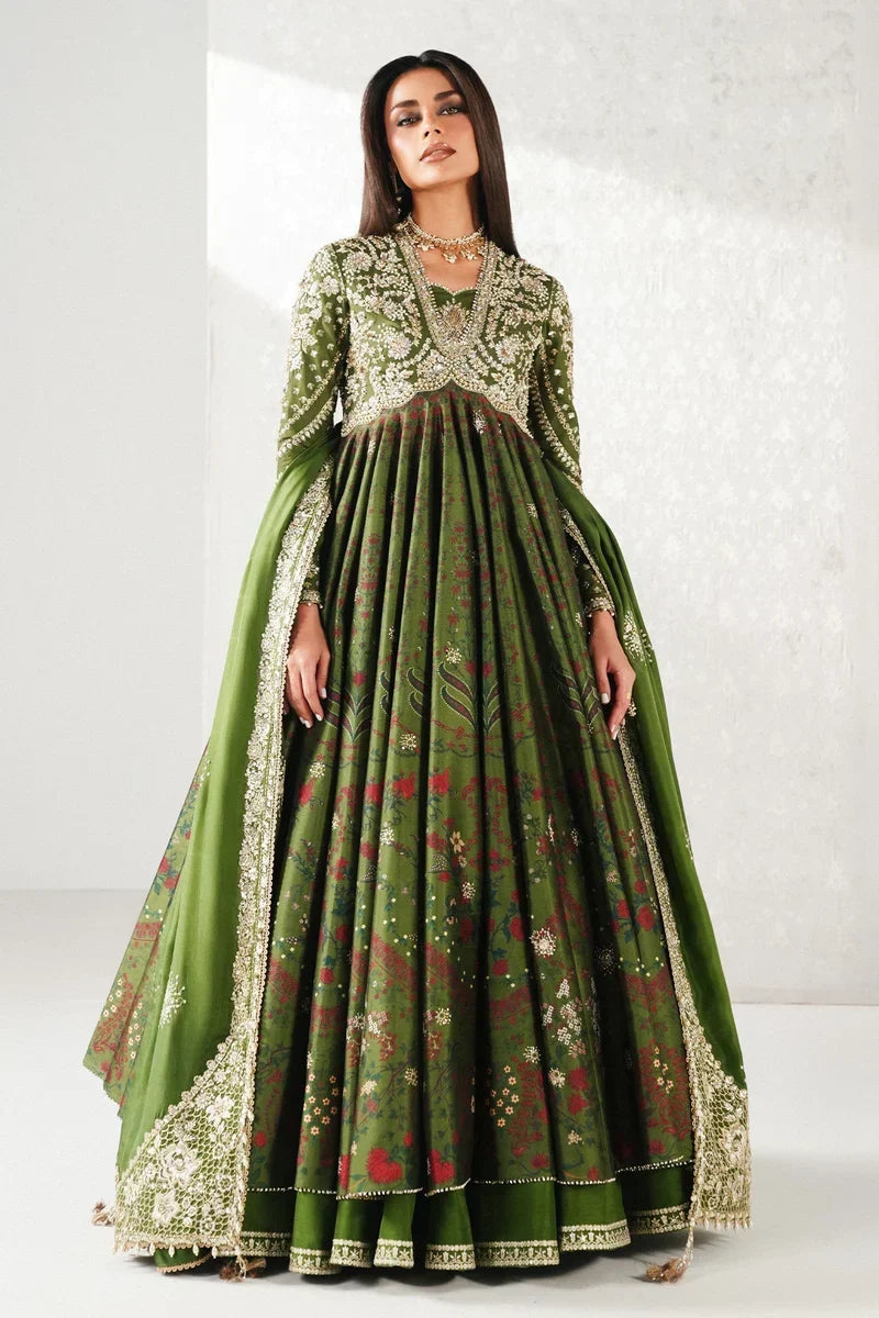 Habyah Festive Pishwas with Lehnga & Silk Dupatta