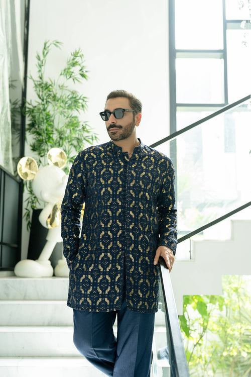 Jhalke zareen -Navy blue Kurta pajama