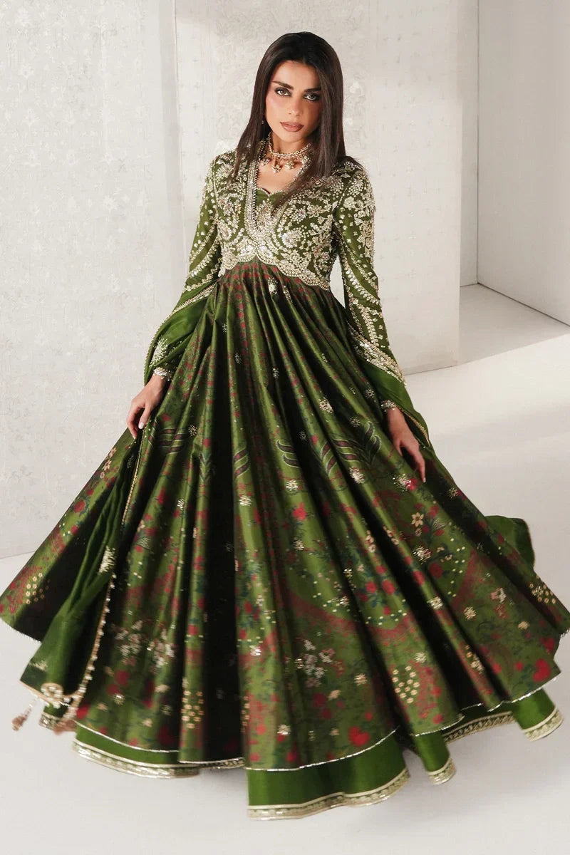 Habyah Festive Pishwas with Lehnga & Silk Dupatta