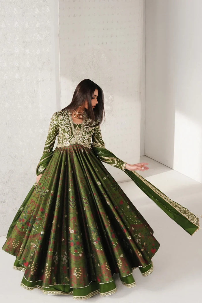 Habyah Festive Pishwas with Lehnga & Silk Dupatta