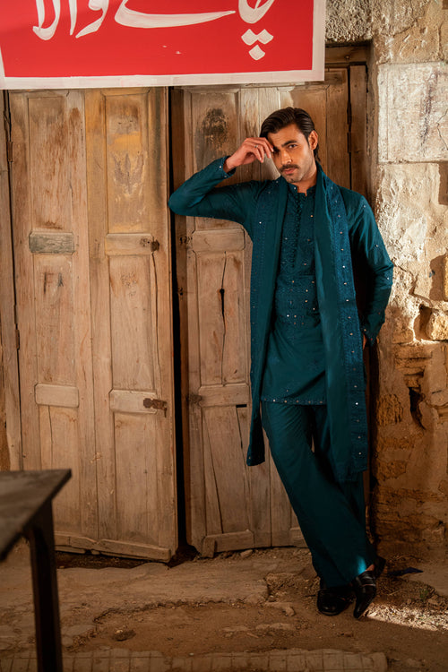 AINA - KAARI TEAL GREEN KURTA PAJAMA