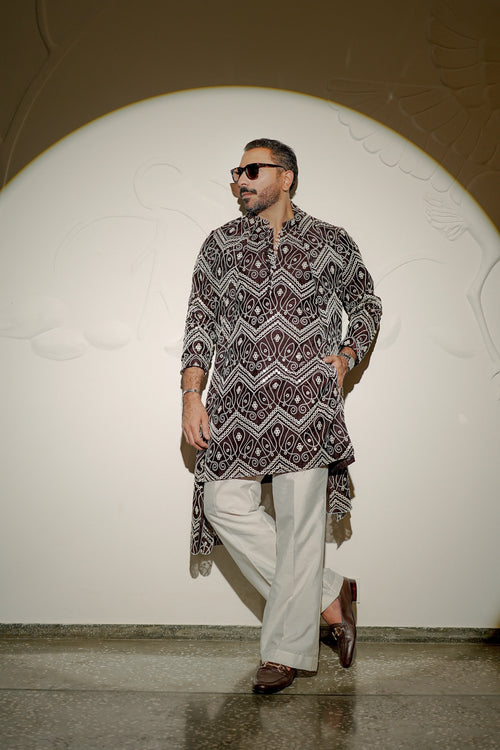 NAQOOSH – DARK BROWN KURTA PAJAMA