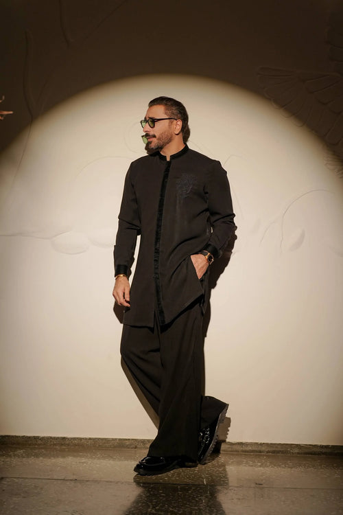 BLACK ARMANI KURTA FARSHI PAJAMA