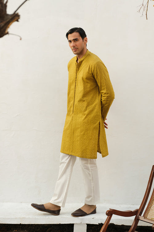 Mustard Chikankari Kurta