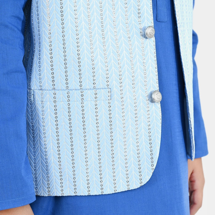 Boys Poly Viscose Waistcoat (Cloudy) - Blue