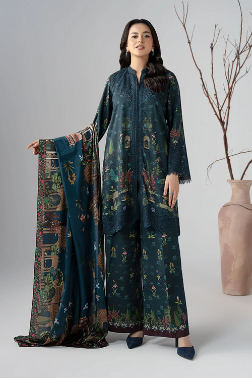 3 Piece Embroidered Linen Suit DW-W25-59