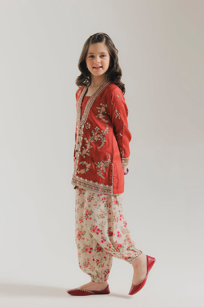 Orange Brown Embroidered Suit