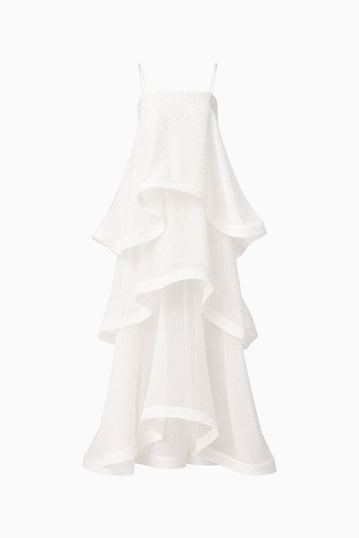 Moss Tiered Embellished Gown in White