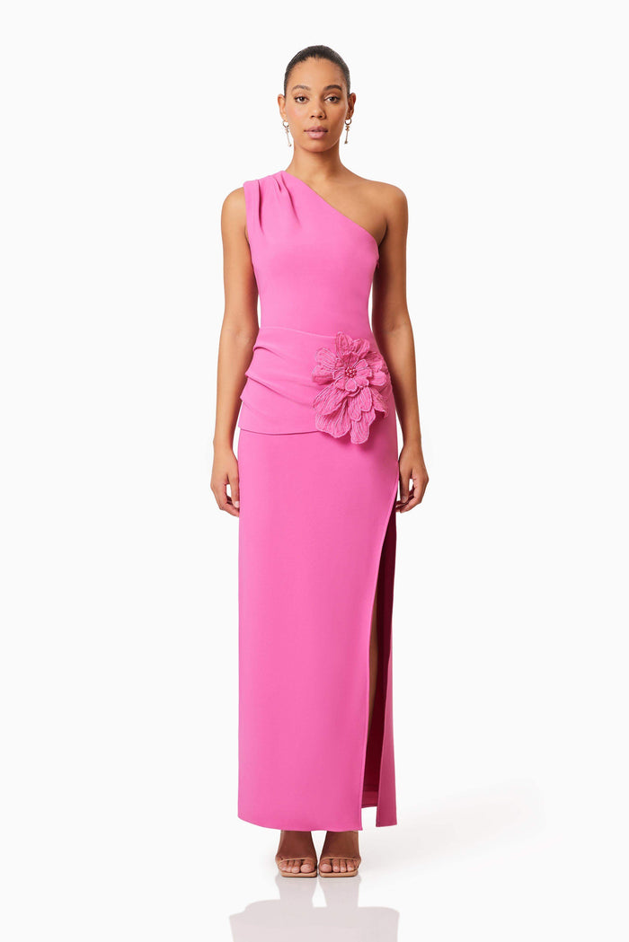 Janelle One Shoulder Gown In Pink