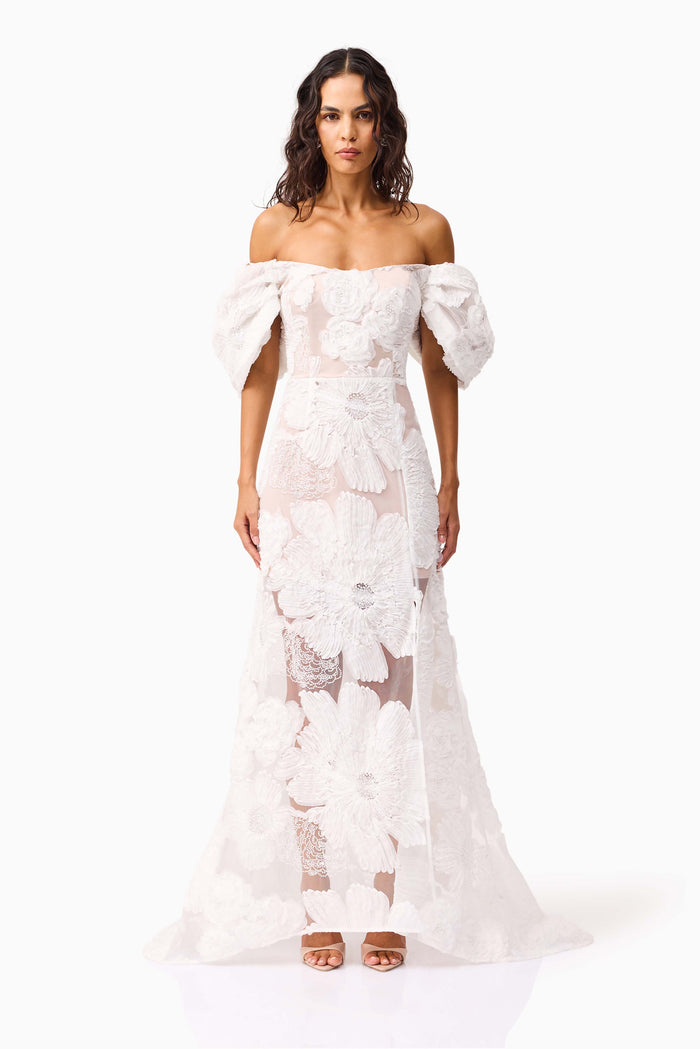 Roxana Off The Shoulder Gown in White