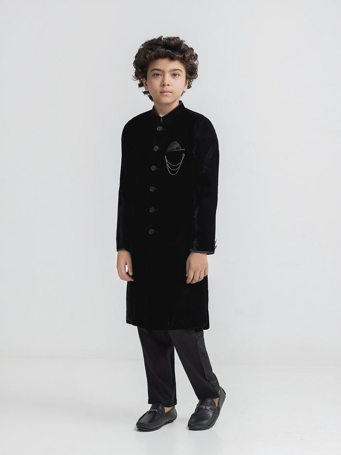 Black Sherwani Suit