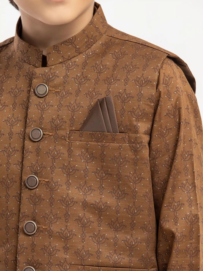 Brown Khaddar Waistcoat Suit