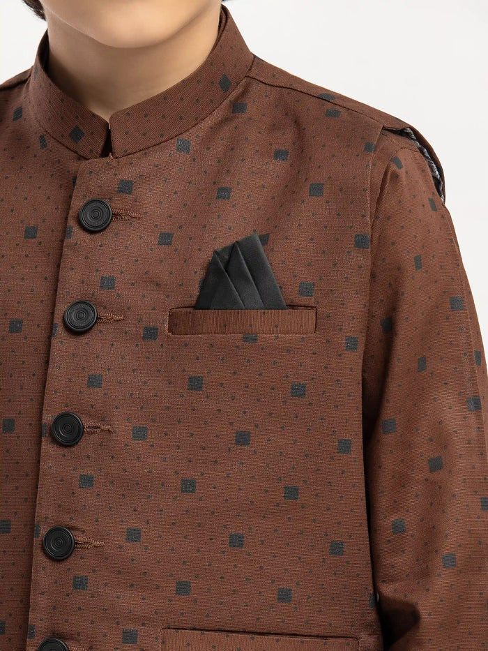 Brown Khaddar Waistcoat Suit