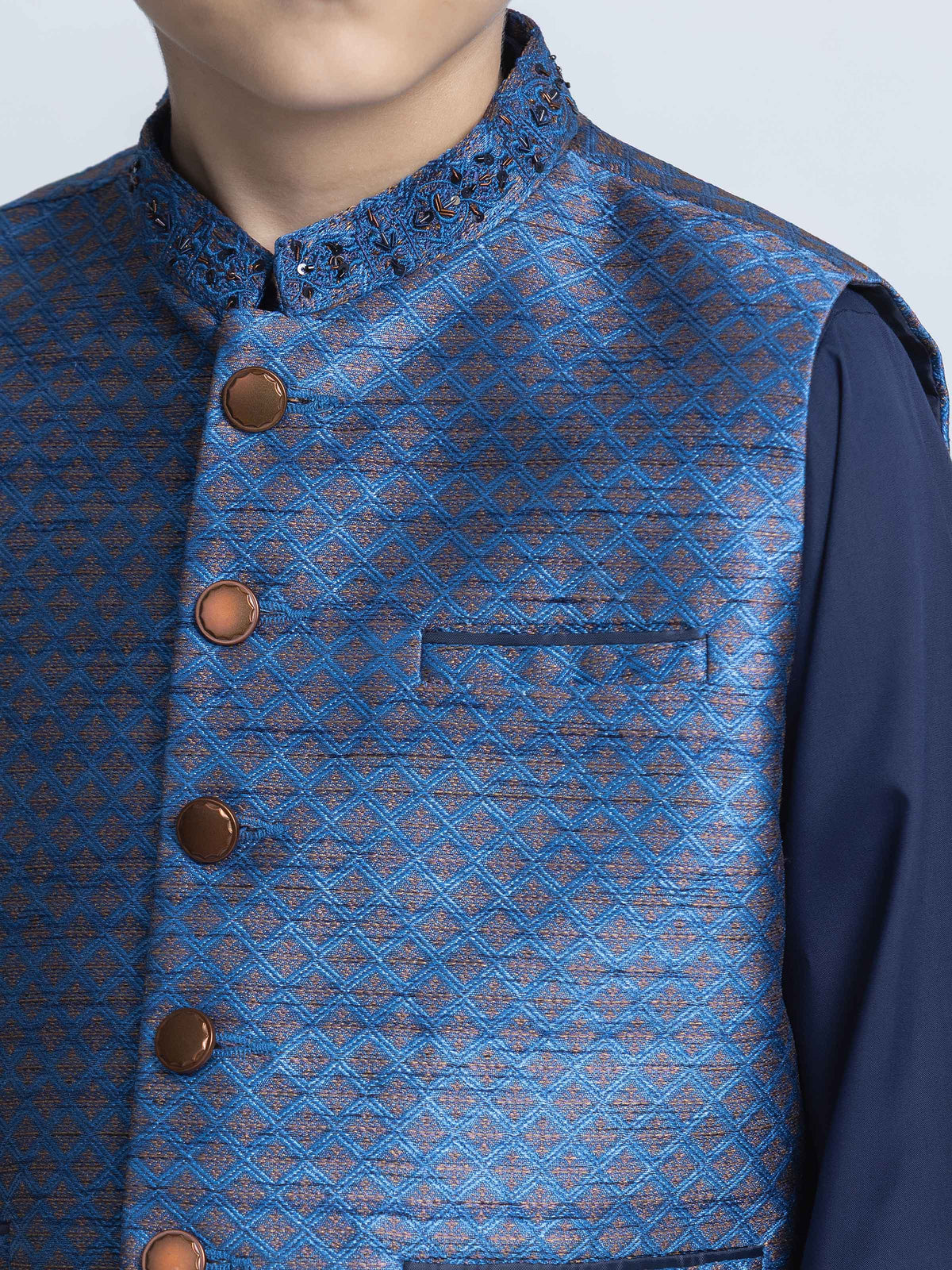 Embroidered Silk Waistcoat Suit - Ecbtwcs5-076
