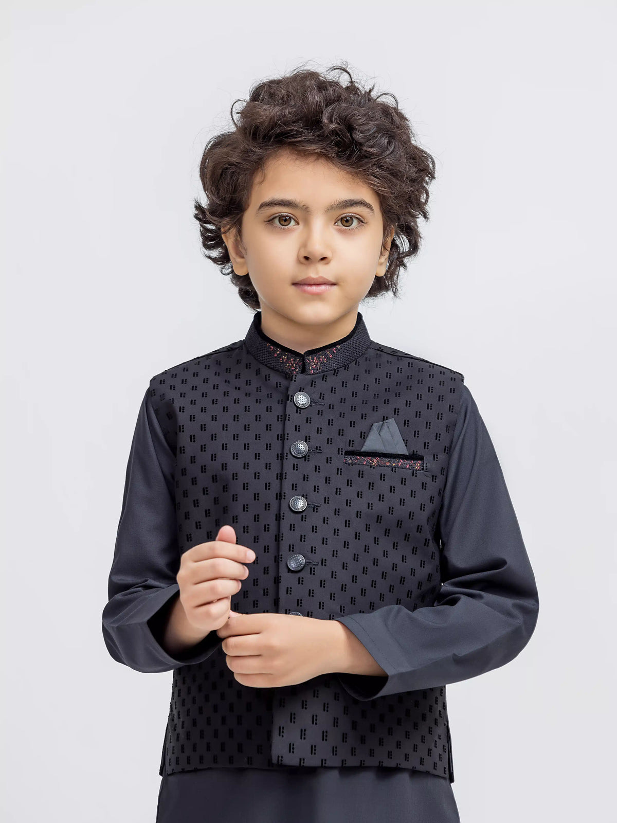 Embroidered Cotton Waistcoat Suit - Ecbtwcs5-093