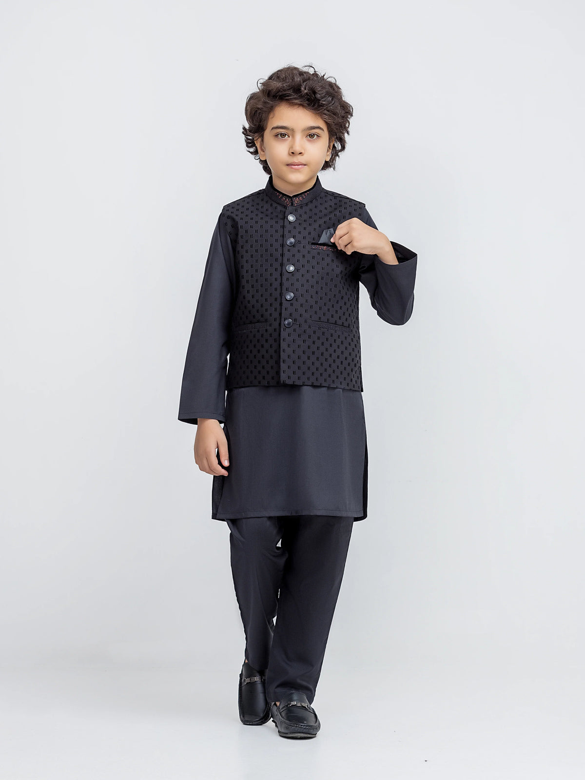 Embroidered Cotton Waistcoat Suit - Ecbtwcs5-093
