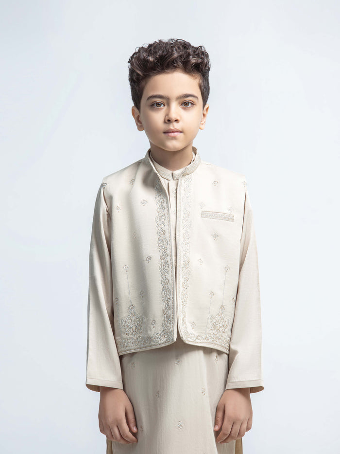 Embroidered Satin Waistcoat Suit