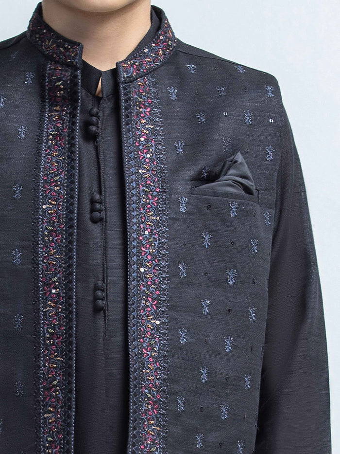 Embroidered Khaddar Waistcoat Suit