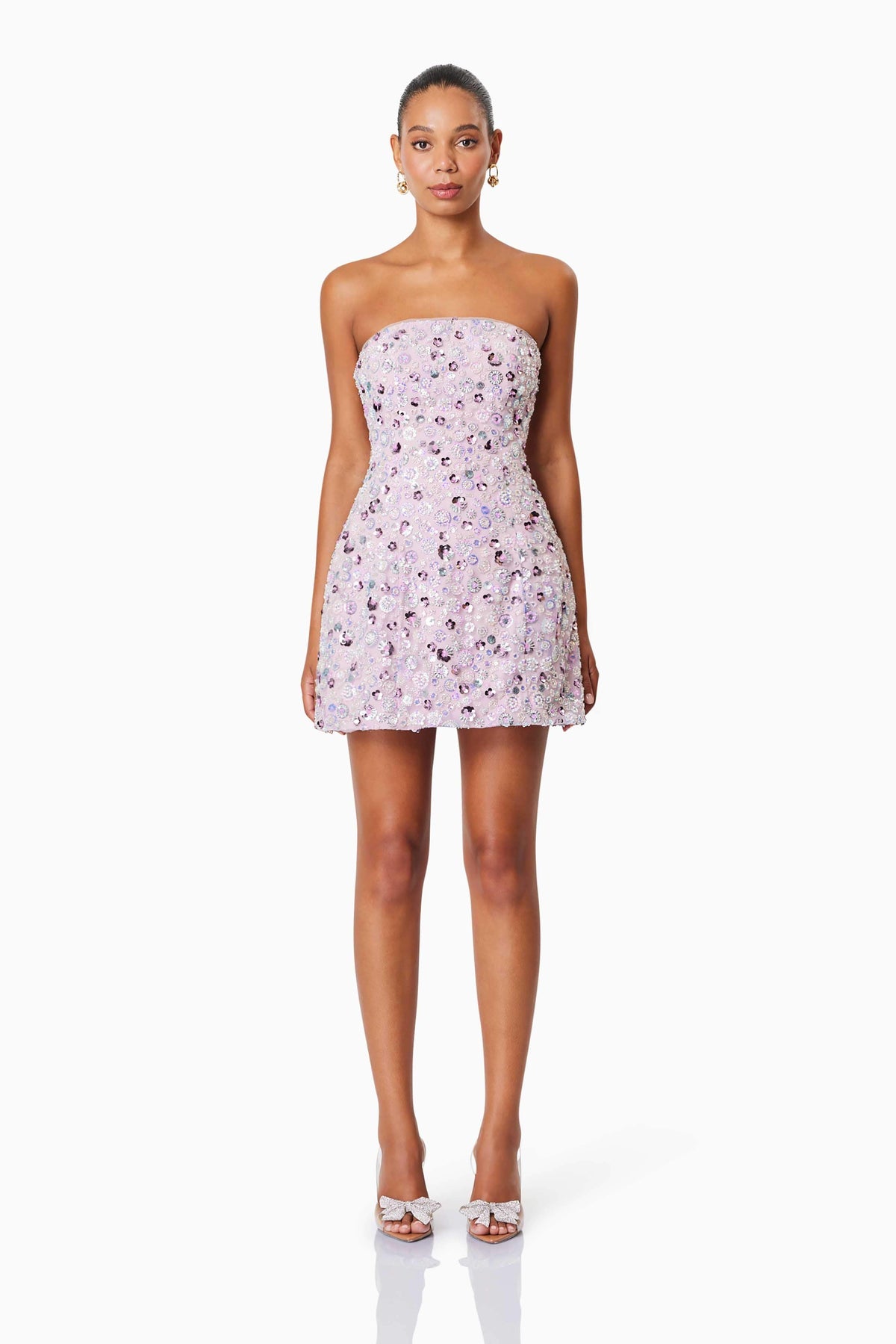 Aurora Strapless Party Mini Dress In Purple
