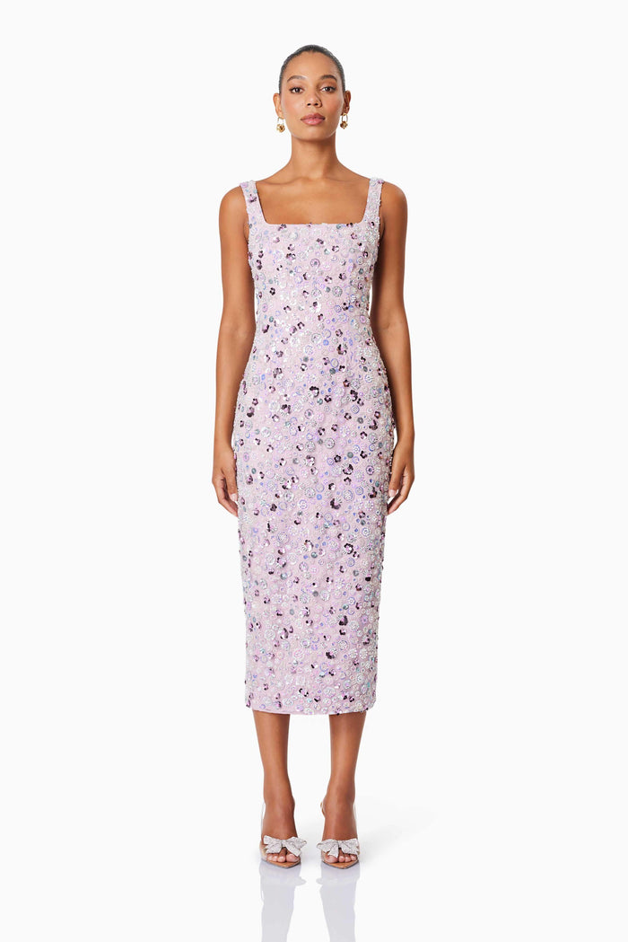 Aurora Event Wear Midi Dress In Purple