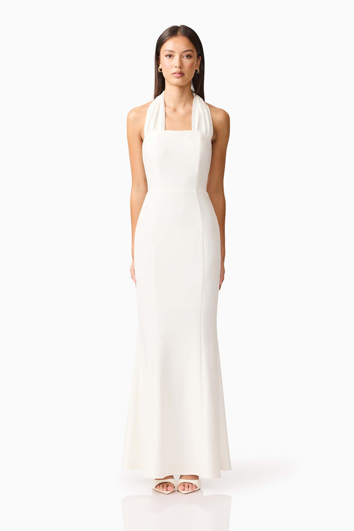 Mira Halter Gown in White