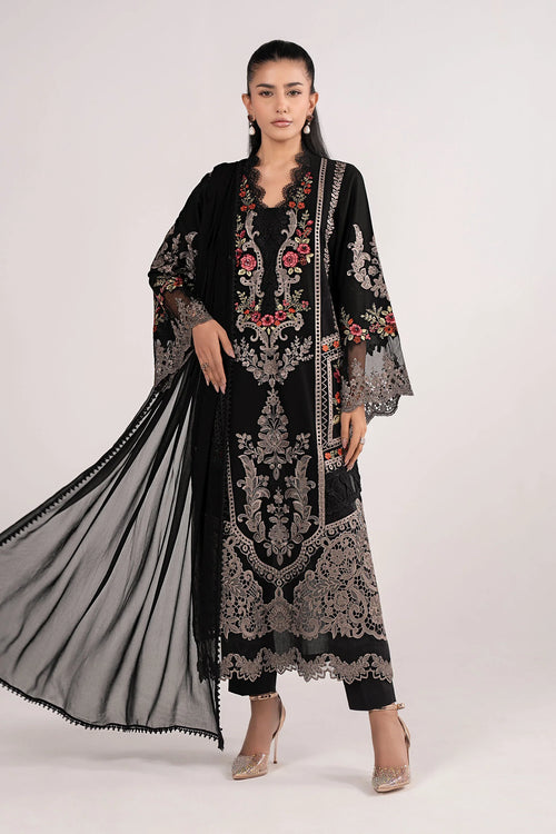 3 Piece Embroidered Lawn Suit DW-EF26-91-Black