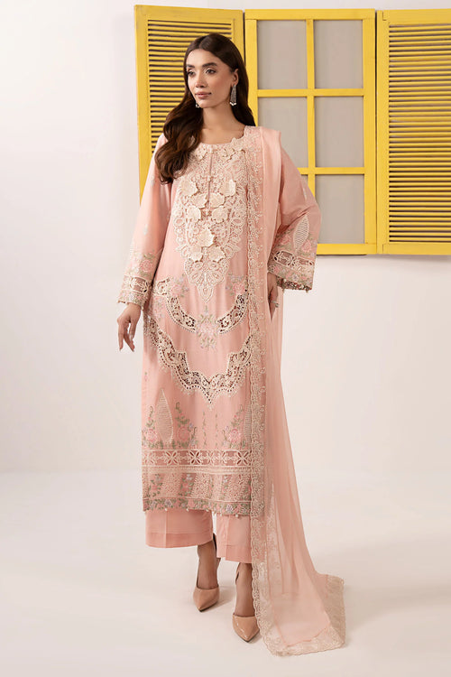 3 Piece Embroidered Dobby Lawn Suit DW-EF26-27-Pink