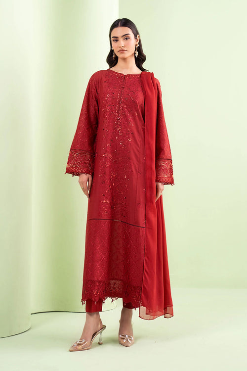 3 Piece Embroidered Lawn Suit DW-EA20-01R1-Red