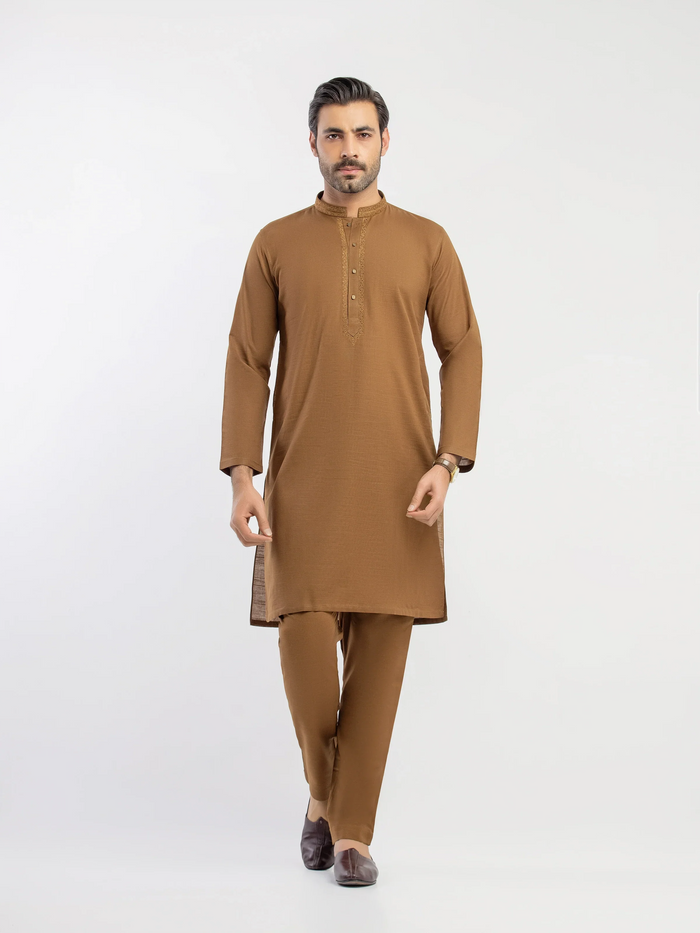 Embroidered Khaddar Kurta Pajama - Emtkpt5-089