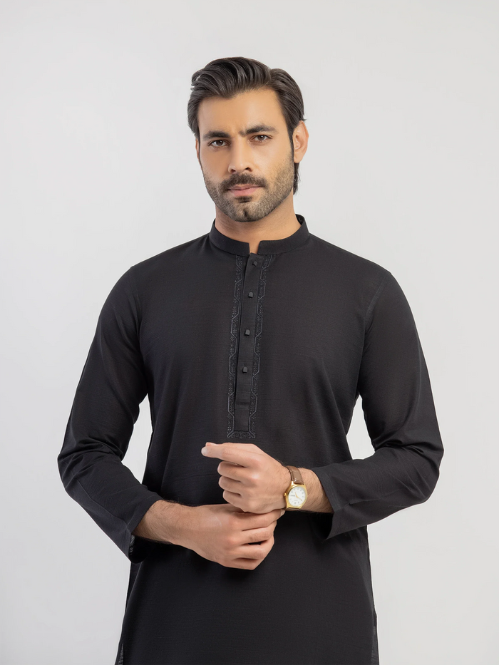 Embroidered Khaddar Kurta Pajama - Emtkpt5-090