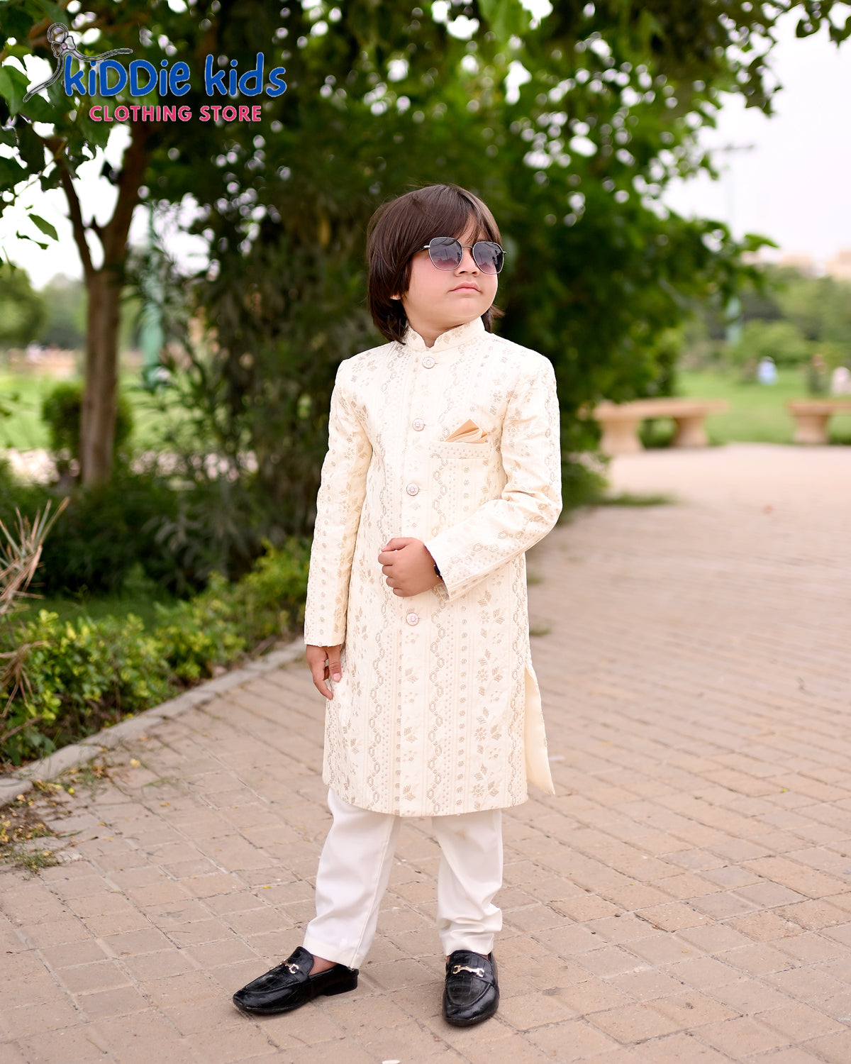Off-White Sequence Embroidered Sherwani