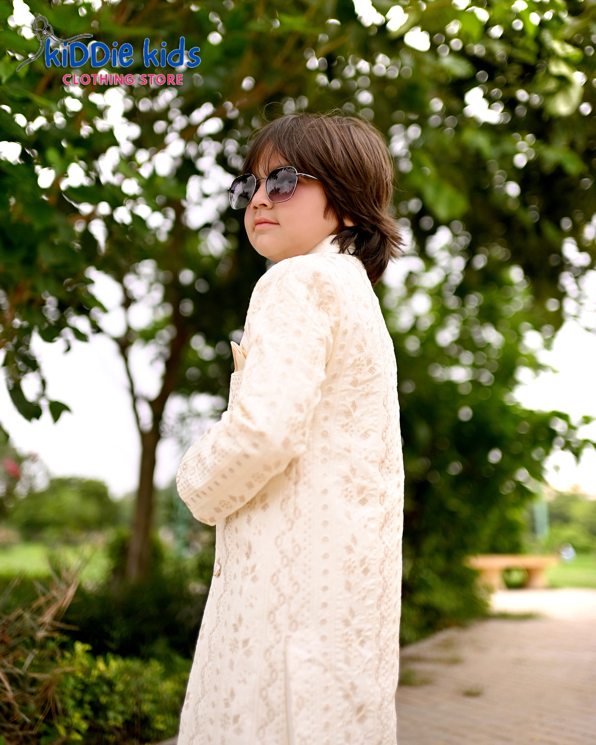 Off-White Sequence Embroidered Sherwani