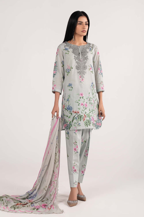 3 Piece Embroidered Lawn Suit DW-EF26-35-Ferozi