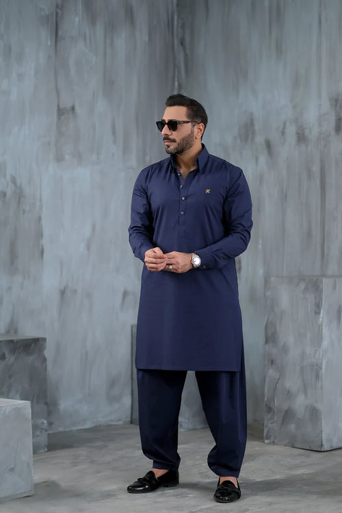 Royal Blue Stretchable Shalwar Kameez