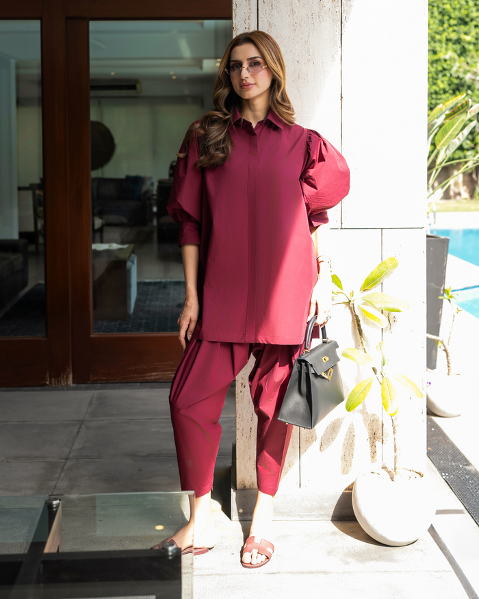 Deep Berry Poplin Set
