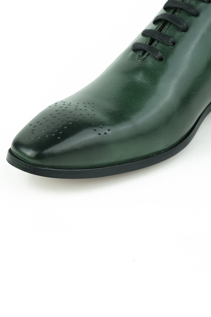 Olive Green Burnished Leather Shoes