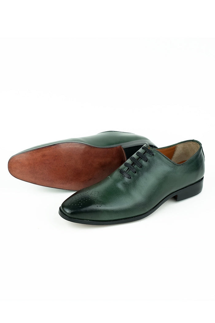 Olive Green Burnished Leather Shoes