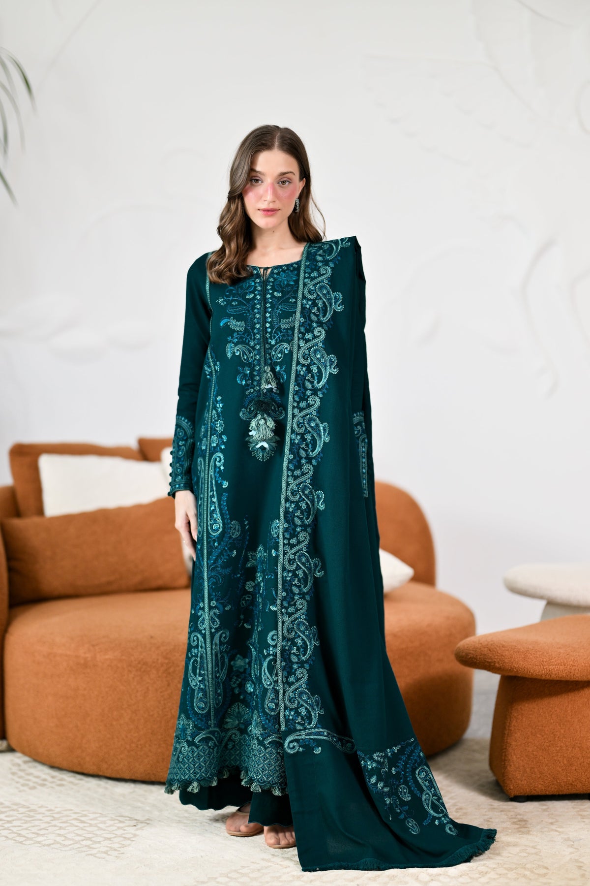 Lyra Deep Emerald Karandi 3-Piece Suit