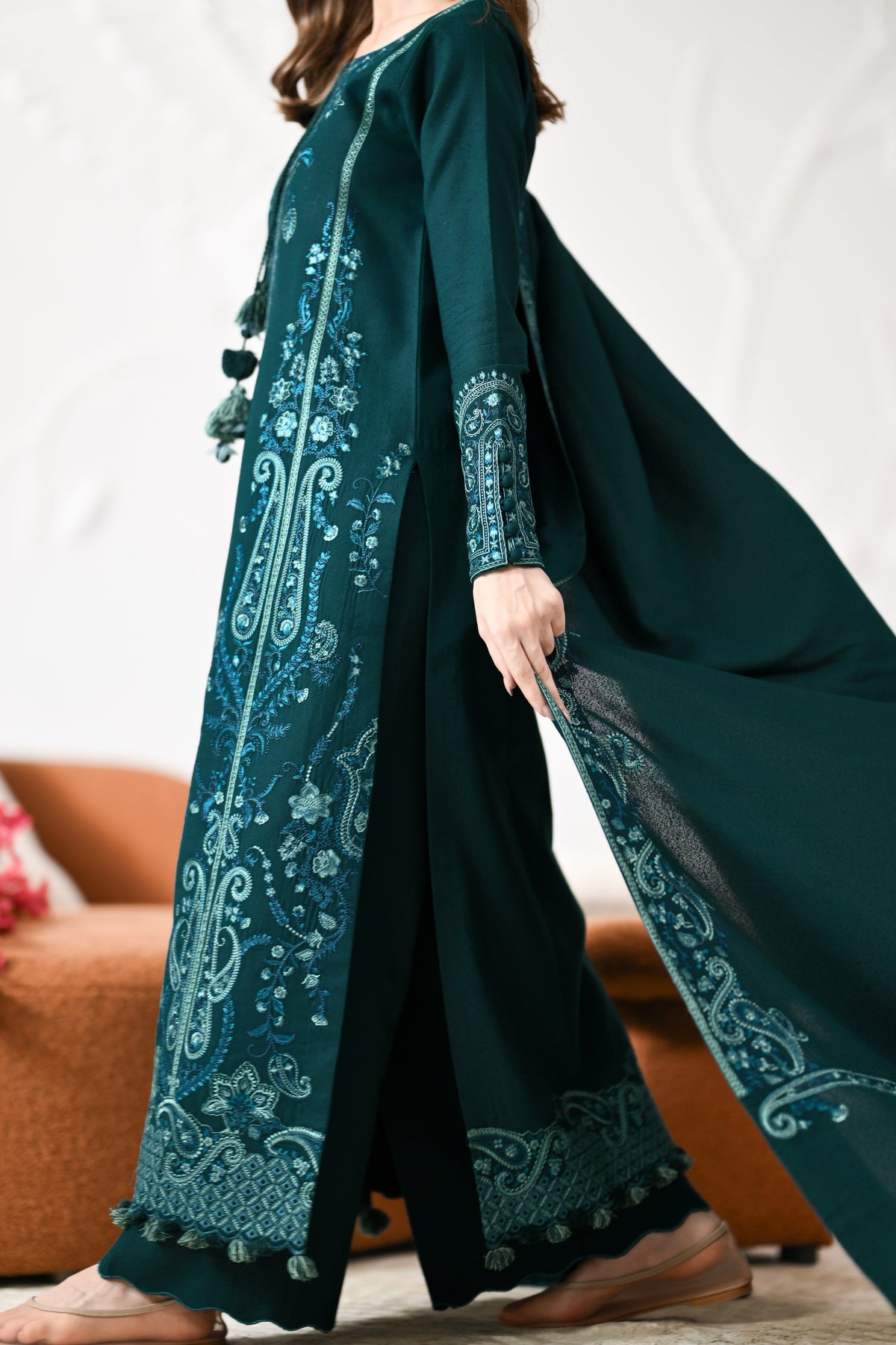 Lyra Deep Emerald Karandi 3-Piece Suit