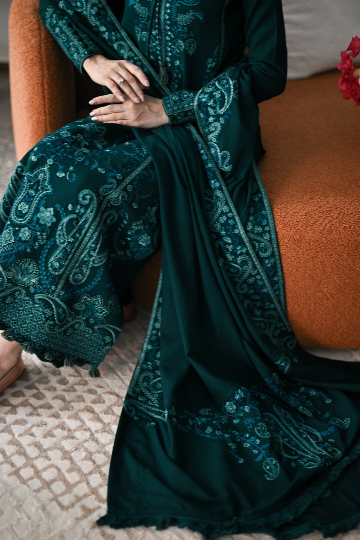 Lyra Deep Emerald Karandi 3-Piece Suit