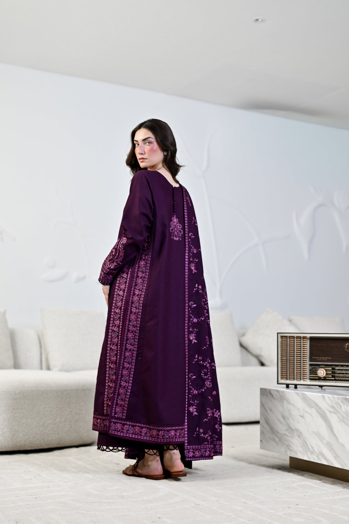 Dalia Deep Plum Karandi 3-Piece Suit
