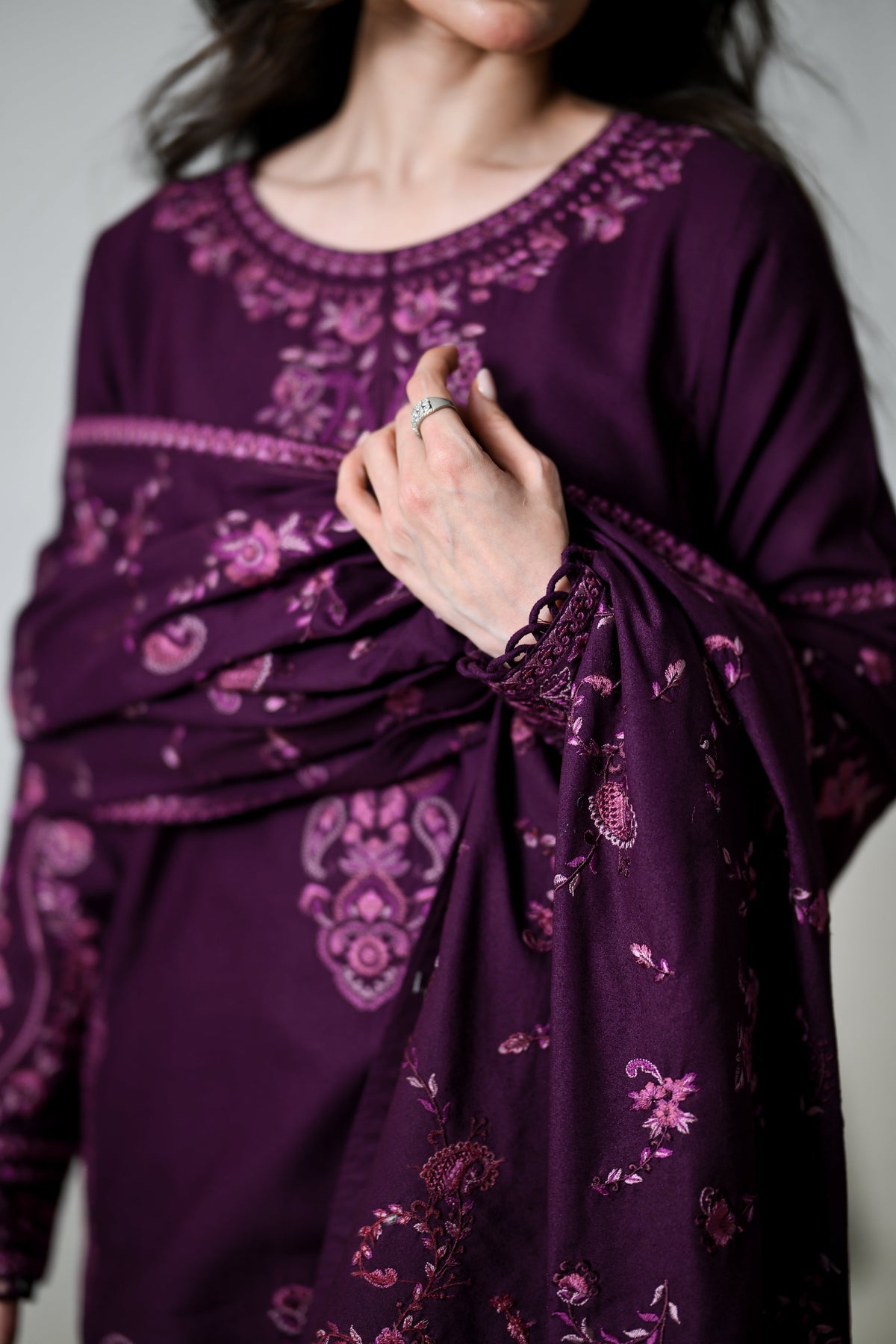 Dalia Deep Plum Karandi 3-Piece Suit