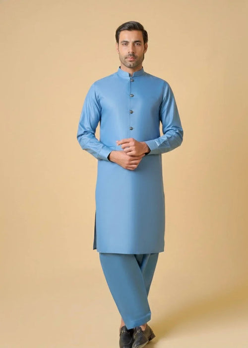 Light Blue Cotton Plain Shalwar Kameez