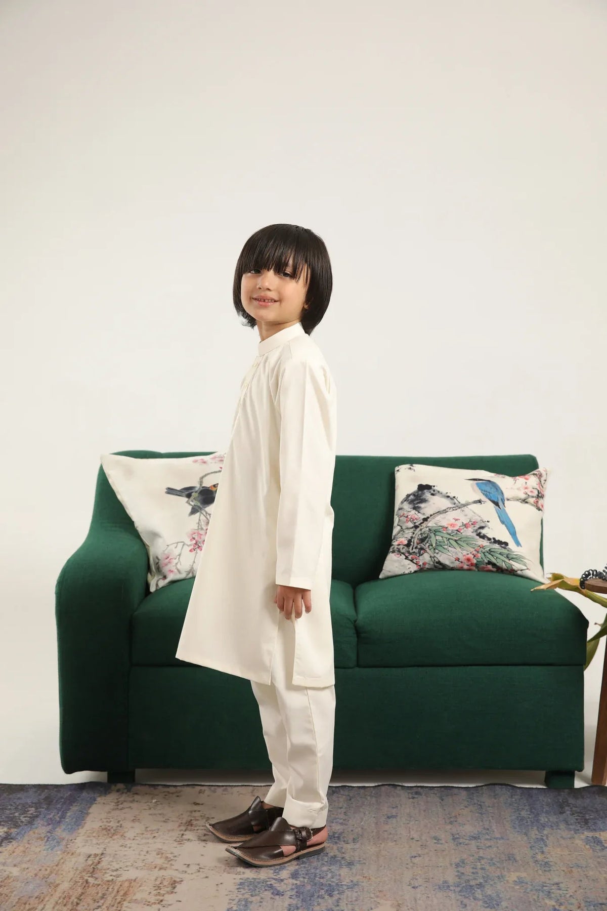 Bosky White Blended Kurta Trouser - Kids