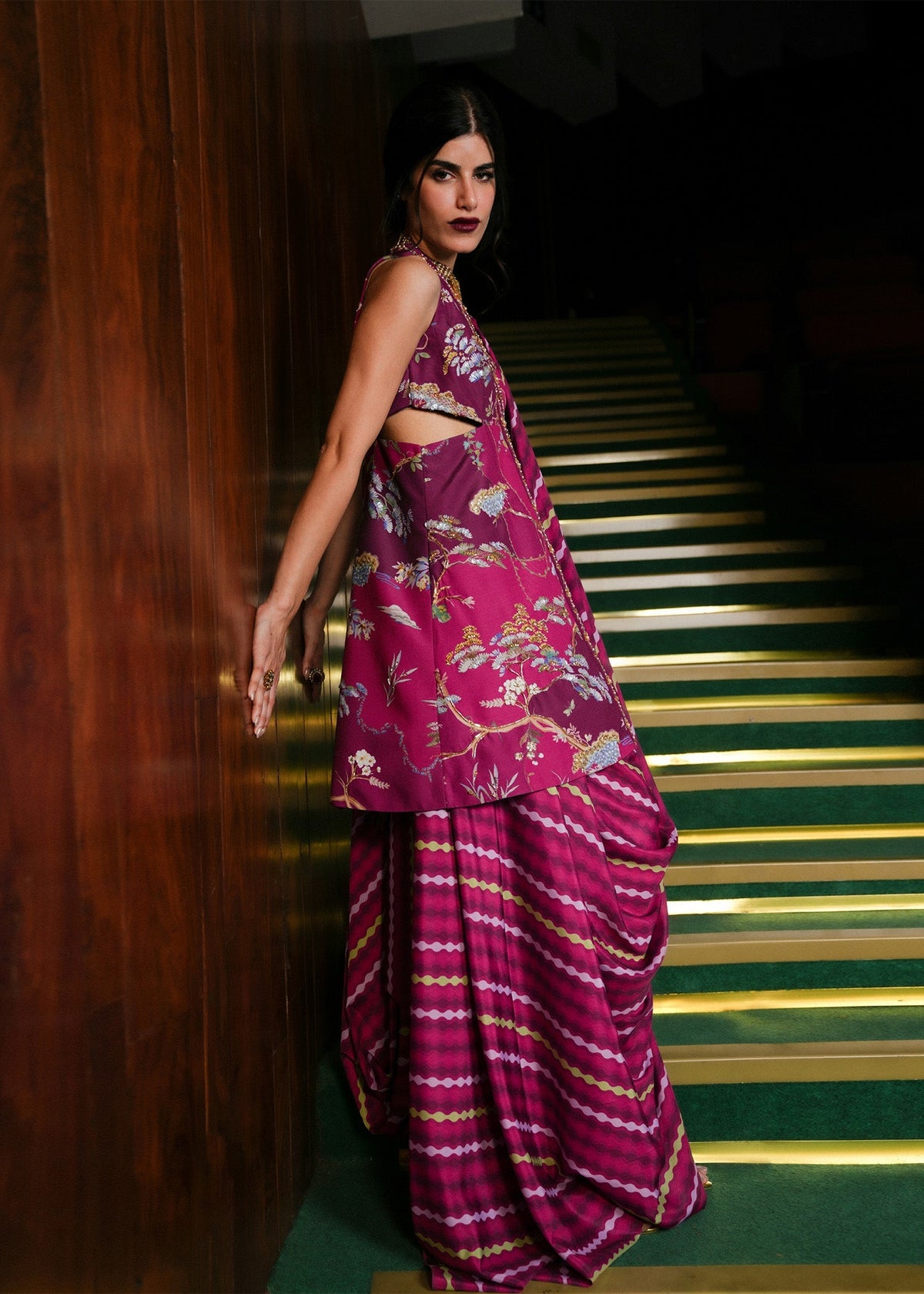 Dilruba Plum Saree Set