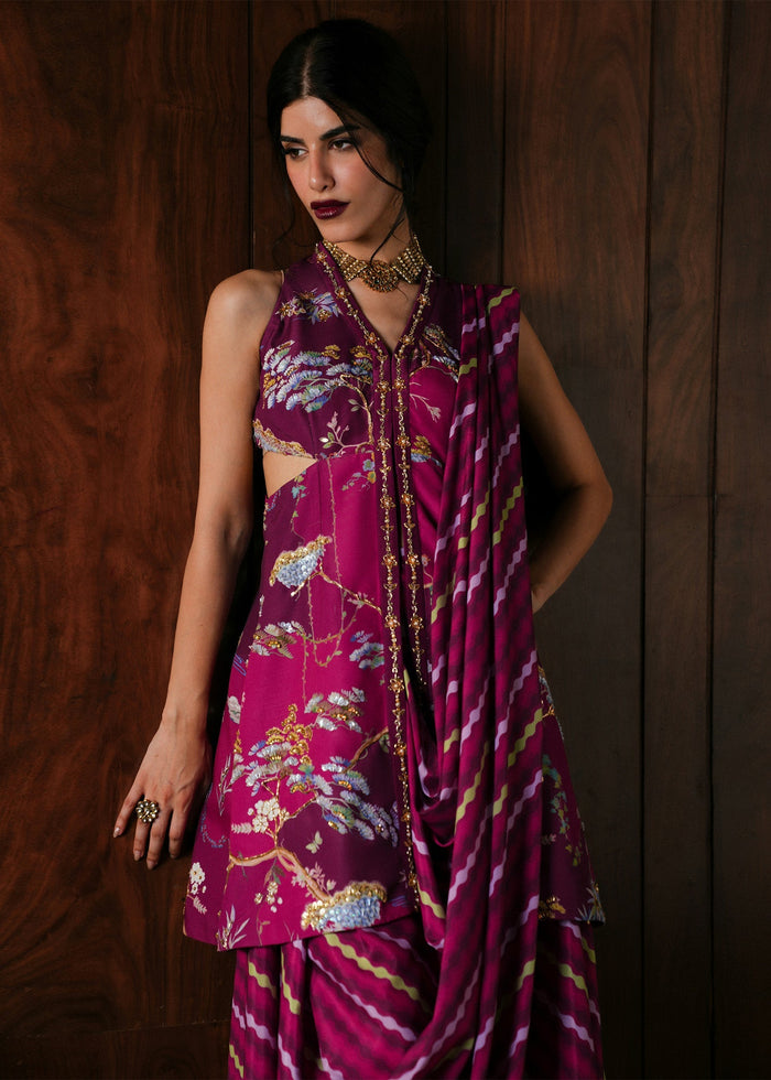 Dilruba Plum Saree Set